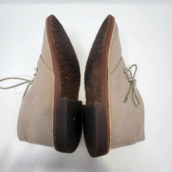 Lands End Mens Tan Khaki Canvas Chukka Boots Size 8 Lace Up Gum Soles Ankle - Picture 8 of 9